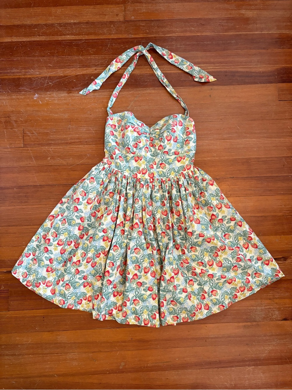 Hearts and Found Strawberry Print Halter Dress - Picture 2 of 7